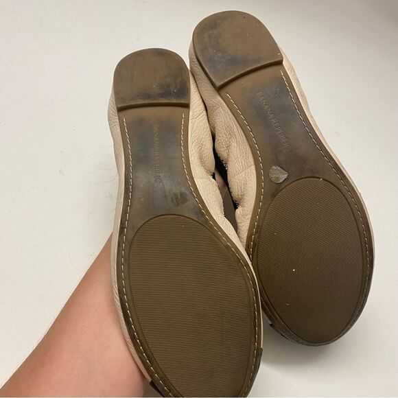 Banana Republic leather tan black cap toe classic Ballet Flats comfort shoes 9.5 - Picture 6 of 9
